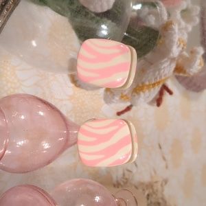 Vintage Pink Zebra Studs